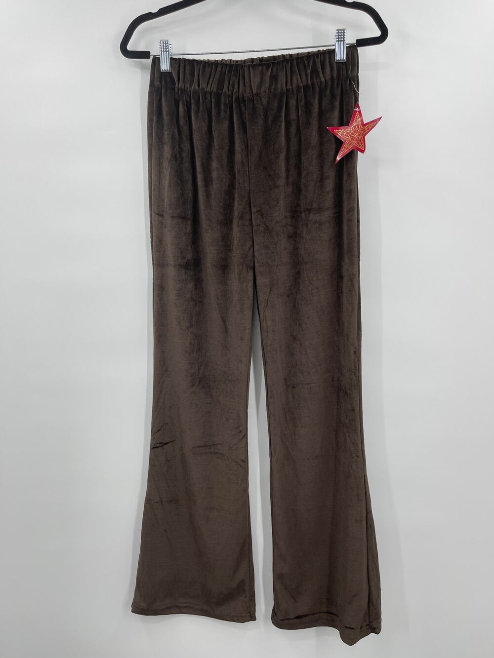 Dizzy Lizzy Womens Brown Soft Crushed Velvet Brown Joggers Pants NEW Medium